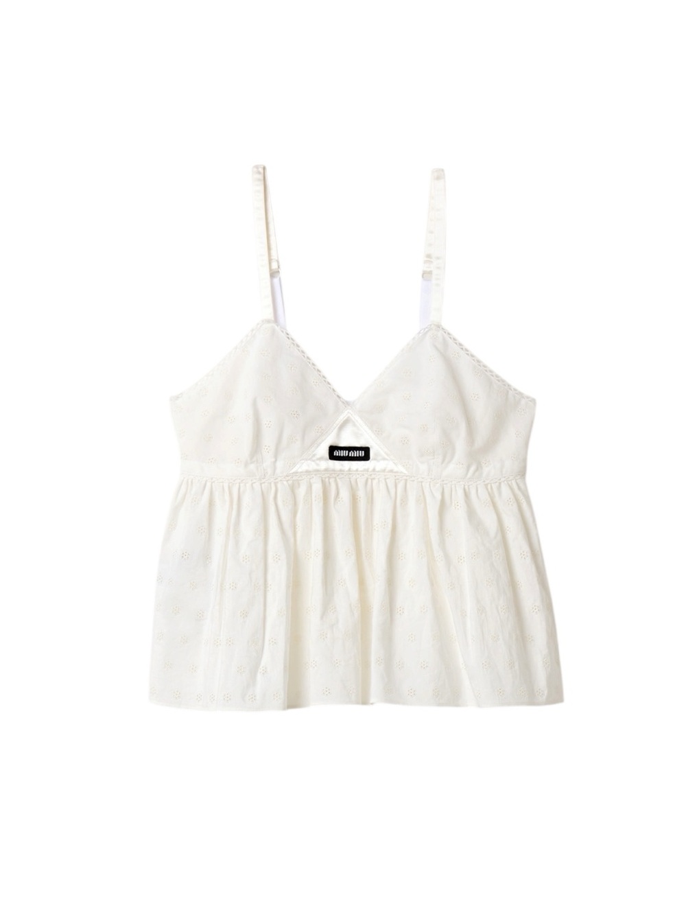 Miu Miu Slubbed eyelet poplin top It38